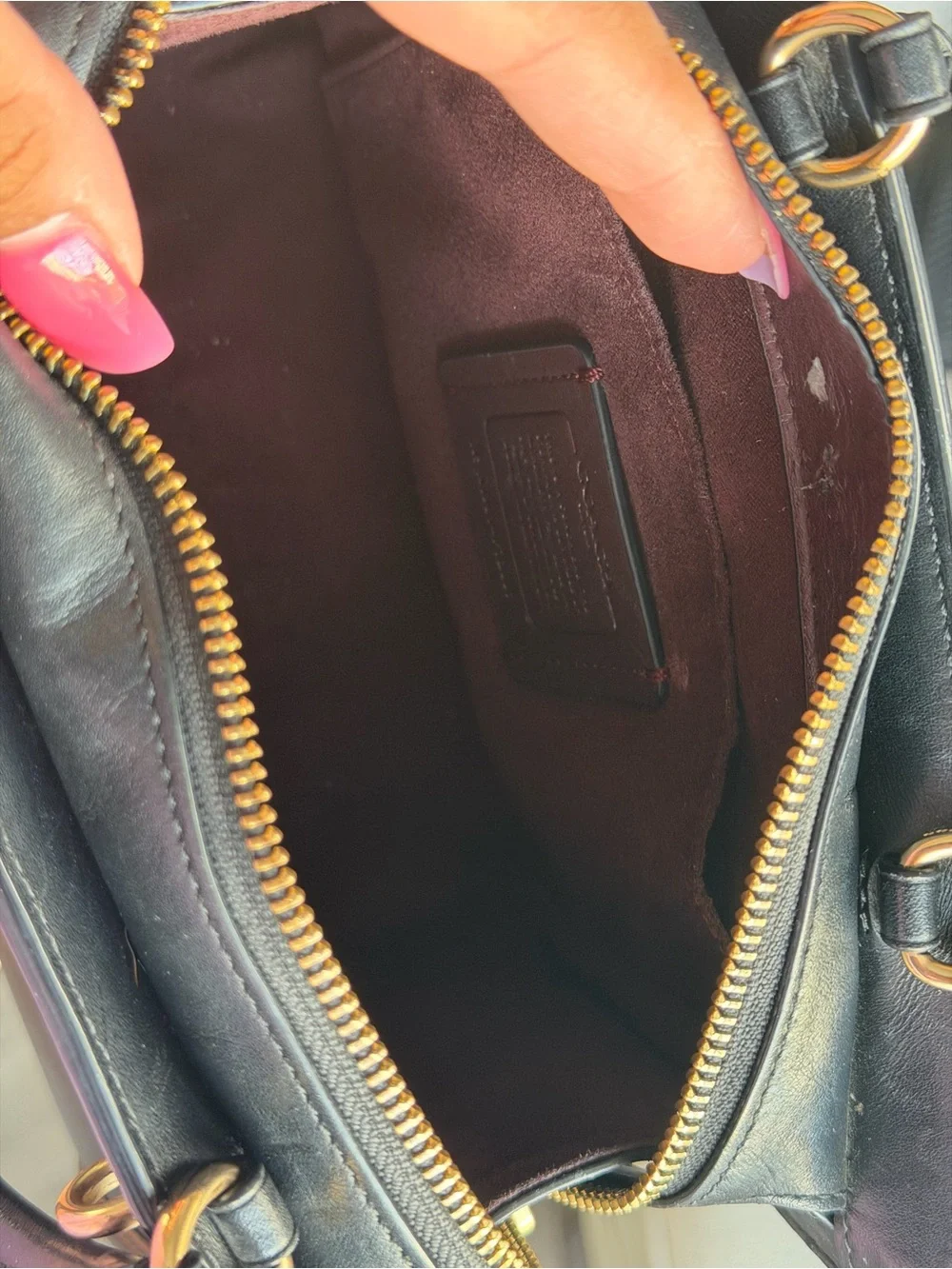 Coach Zoe Carryall Bag in Black Leather with Gold Hardware